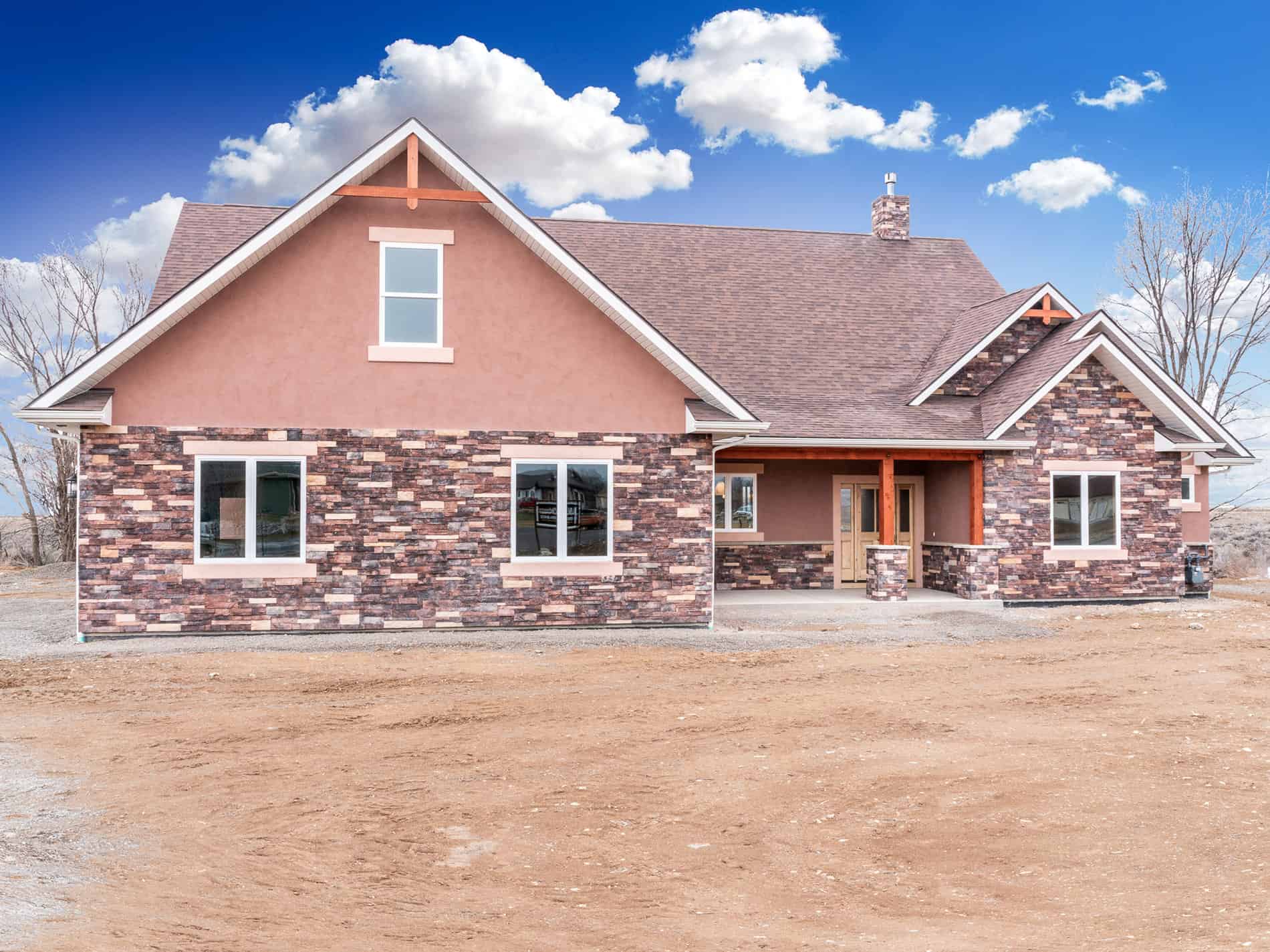 Front entrance to ranch custom home build by JK Construction