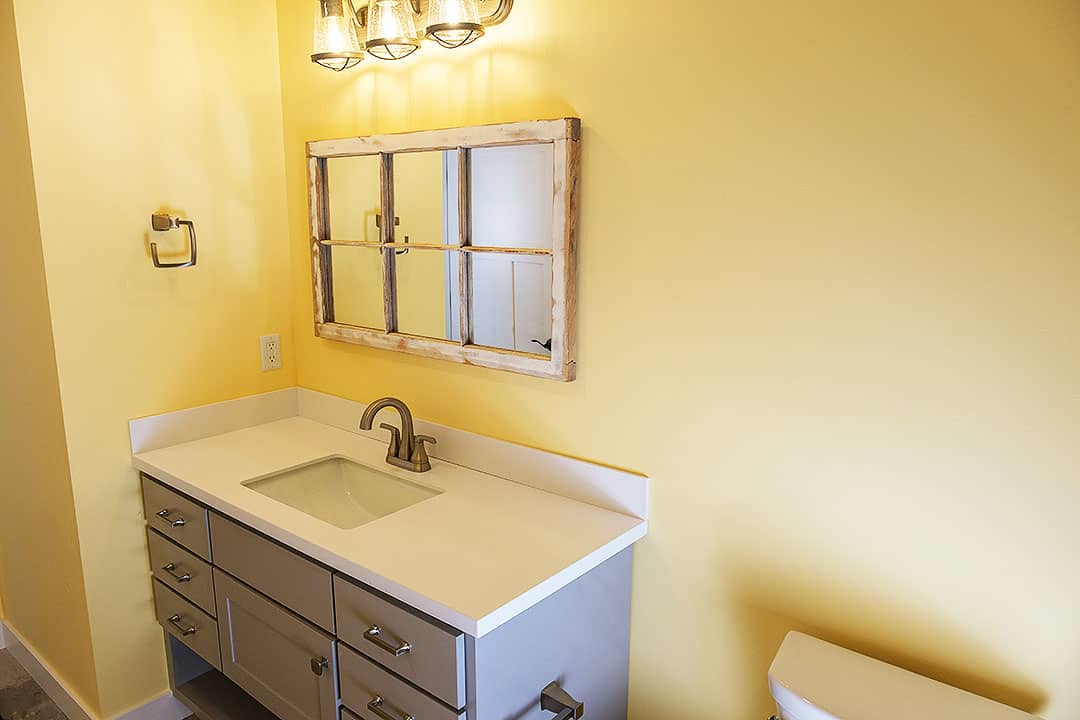 Guest bathroom in whole home remodel for a farmhouse